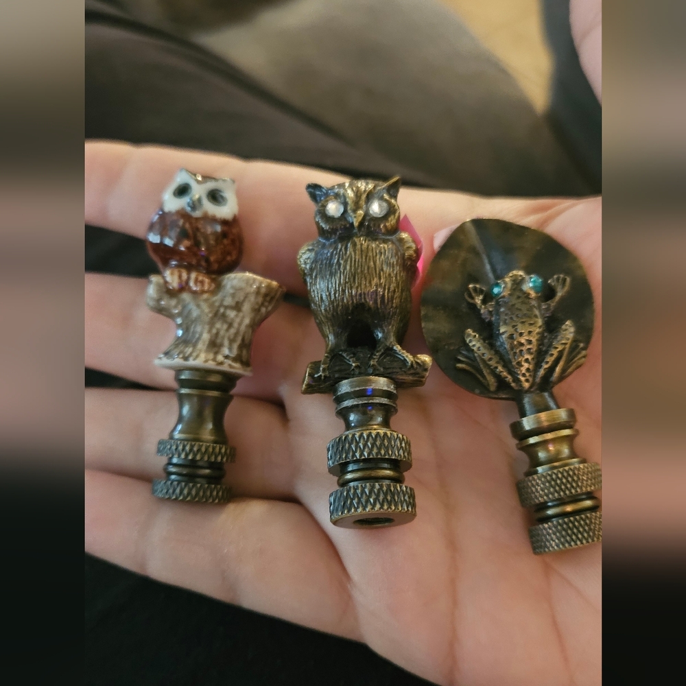 Set Of 3 Whimsical Brass Lamp Finials
